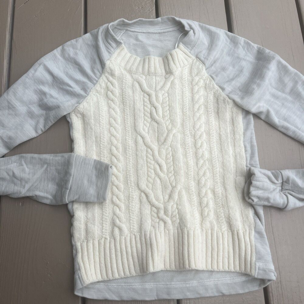 LULULEMON St. Moritz Cable Knit French Merino Wool Sweater Beige Size Small - Picture 2 of 10
